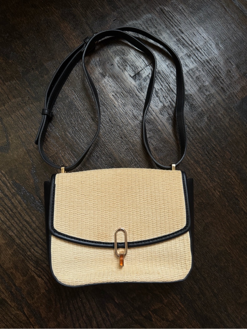A New Day - Beige Purse with Black Trim